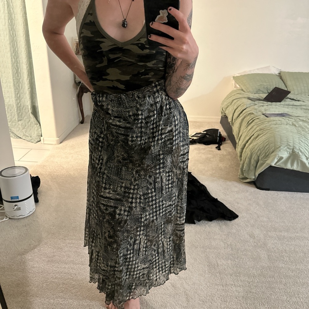 Semi Sheer Blue patterned maxi skirt